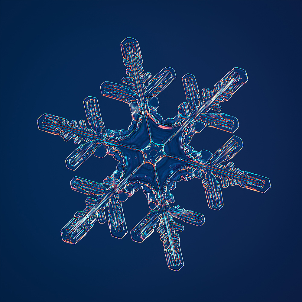 individual colorful snowflakes